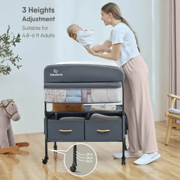 BabyBond Portable Baby Changing Table (Foldable) - 3 heights adjustment