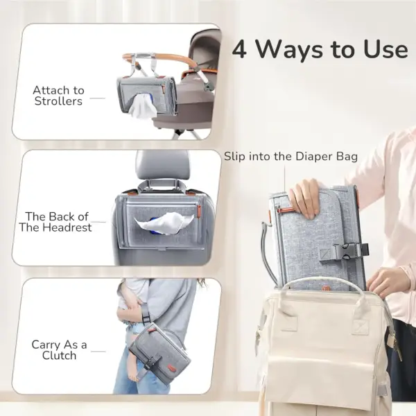 Portable Diaper Changing Pad For Baby - 4 ways to use