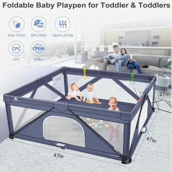 Foldable Baby Gate Playpen - Indoor & Outdoor Playard - Toddler