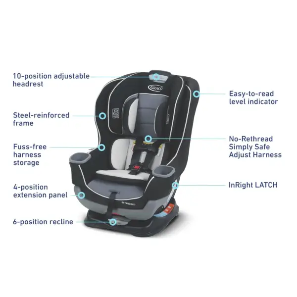 Graco Extend2Fit Convertible Baby Car Seat - Positions