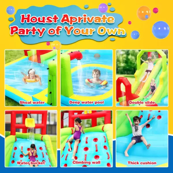 Inflatable Water Slide Park - Splash Pool - Climbing Wall - 3 Sport Balls