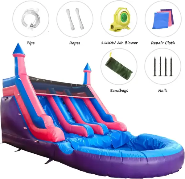 Inflatable Water Slide for Adults & Kids - Double Slides - Instruction