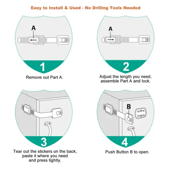 Multi-Use Straps Locks - ChildproofingBaby Proofing Cabinet Latches - Instruction