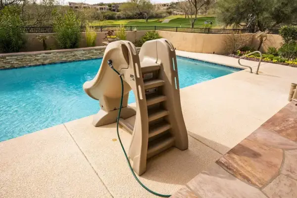 Smith SlideAway Removable In-Ground Pool Slide - Pool side